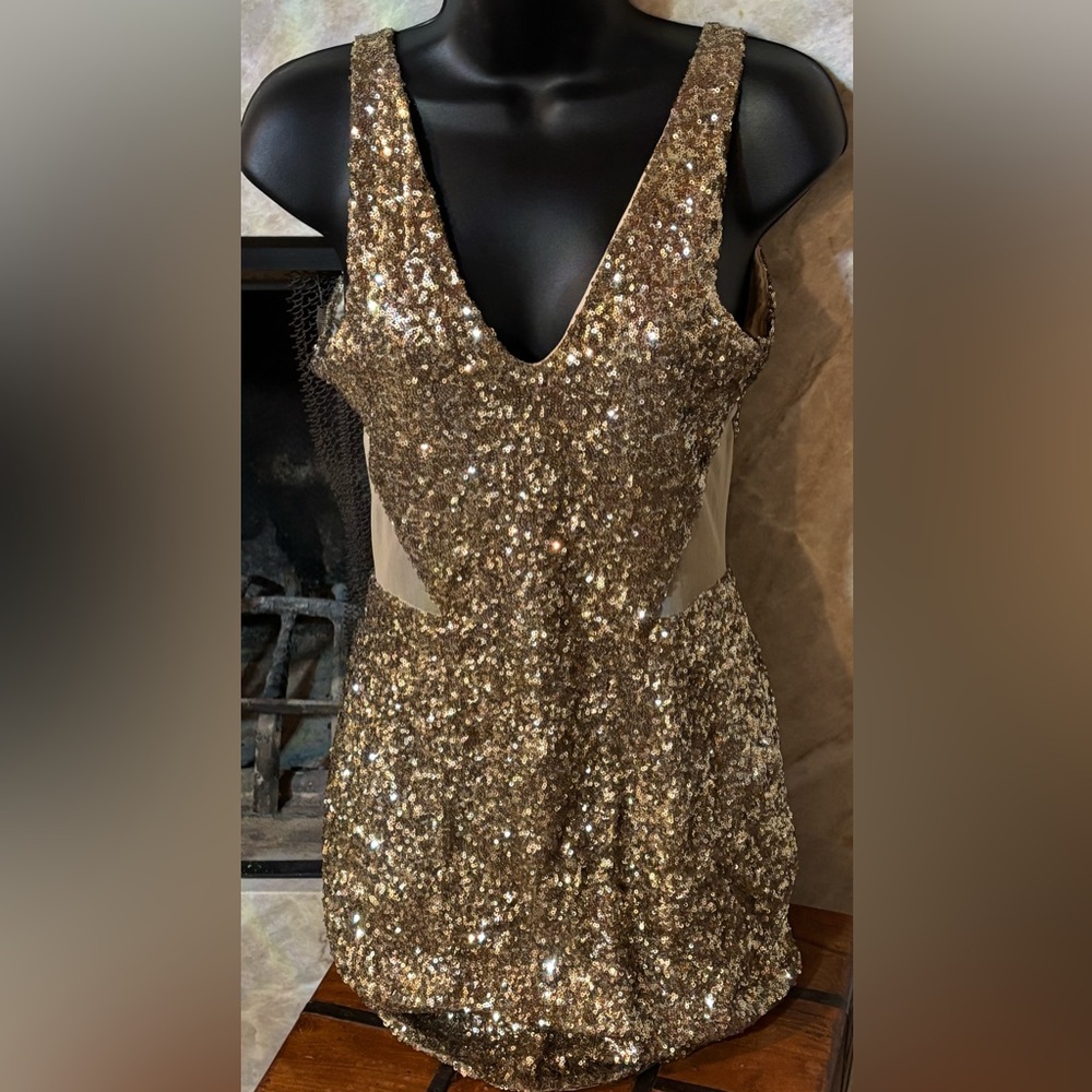 Addiction Sparkling Gold Mini Dress